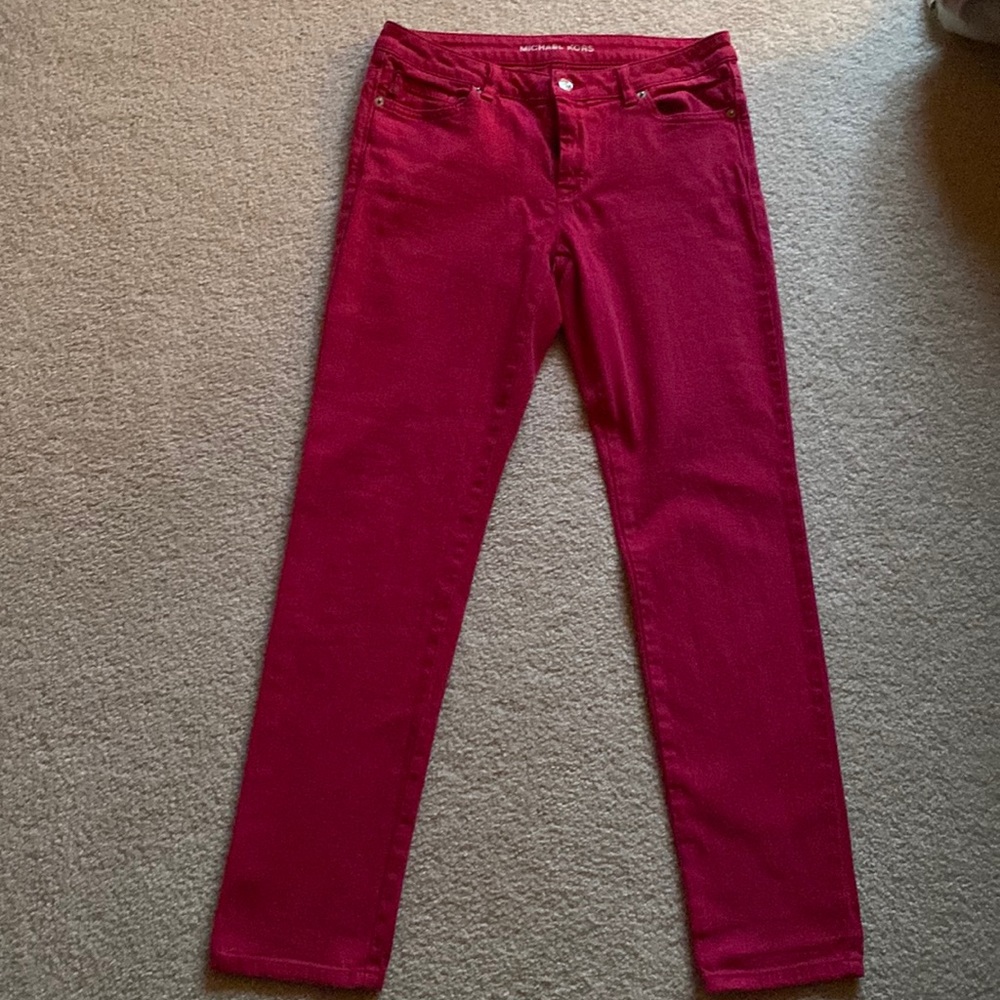 MICHAEL KORS women’s straight leg jeans in cranberry pink size 6